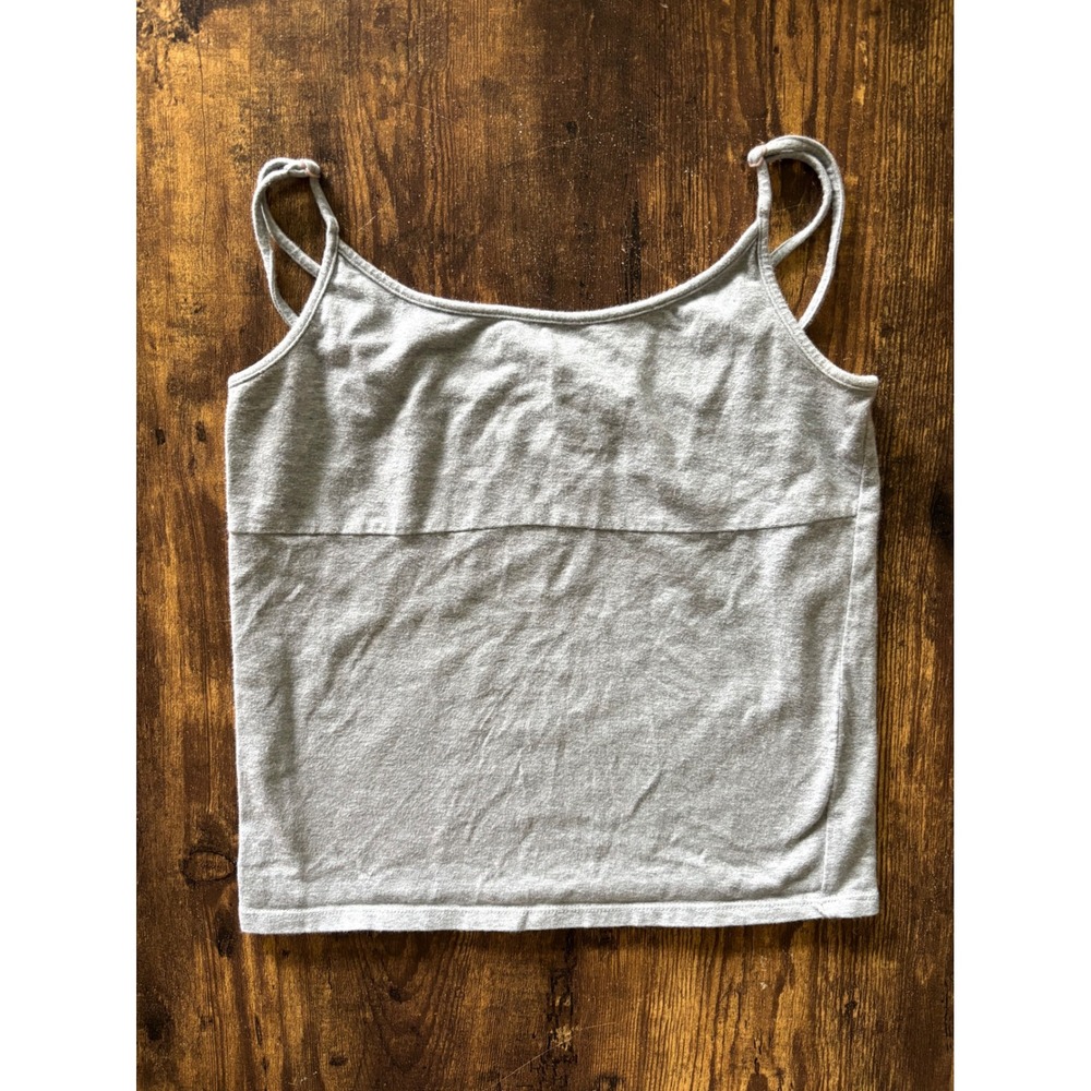 Vintage Abercrombie & Fitch Gray Cami Butterfly Logo Shelf Bra Top Y2K Medium
